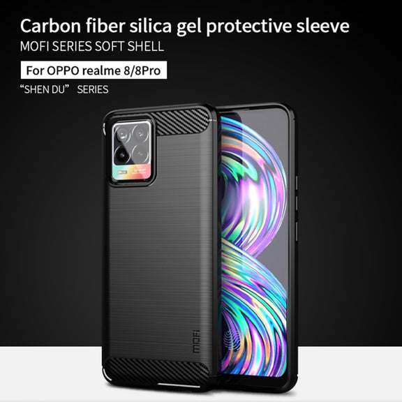 For OPPO Realme 8 / 8 Pro MOFI Gentleness Series Brushed Texture Carbon Fiber Soft TPU Case(Red)