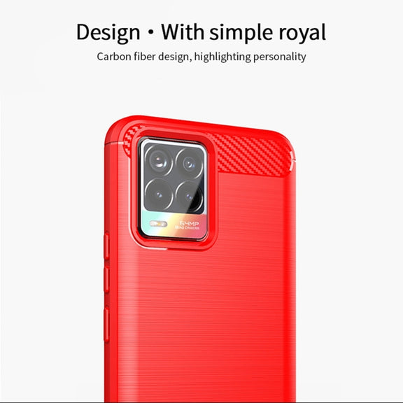 For OPPO Realme 8 / 8 Pro MOFI Gentleness Series Brushed Texture Carbon Fiber Soft TPU Case(Red)