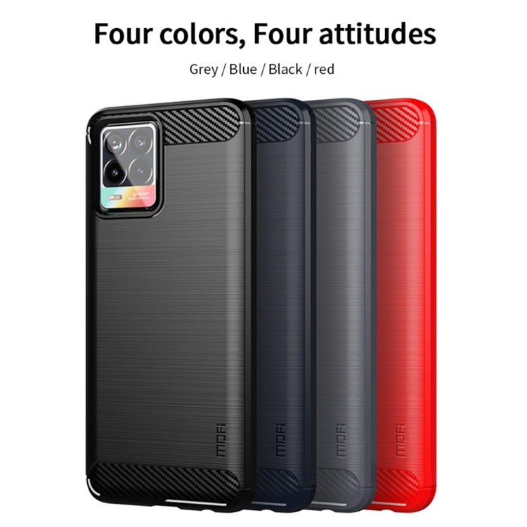 For OPPO Realme 8 / 8 Pro MOFI Gentleness Series Brushed Texture Carbon Fiber Soft TPU Case(Red)