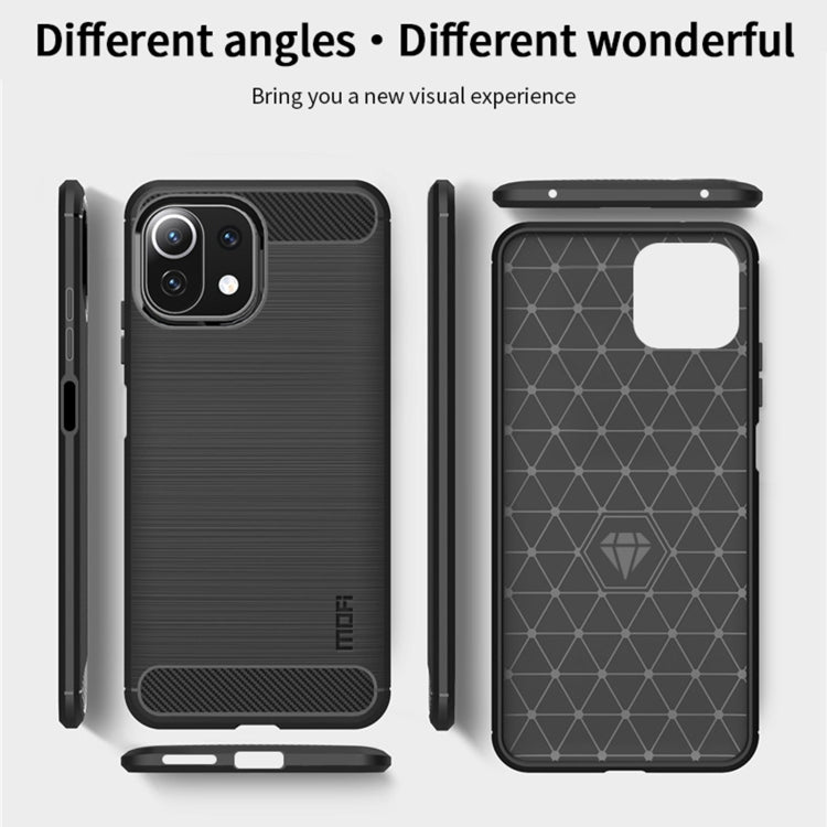 For Xiaomi Mi 11 Lite MOFI Gentleness Series Brushed Texture Carbon Fiber Soft TPU Case(Blue)