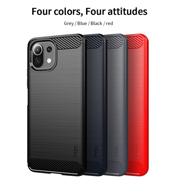 For Xiaomi Mi 11 Lite MOFI Gentleness Series Brushed Texture Carbon Fiber Soft TPU Case(Blue)