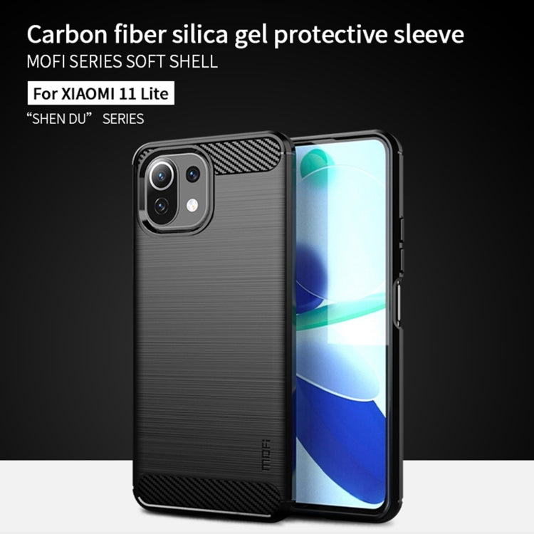 For Xiaomi Mi 11 Lite MOFI Gentleness Series Brushed Texture Carbon Fiber Soft TPU Case(Red)