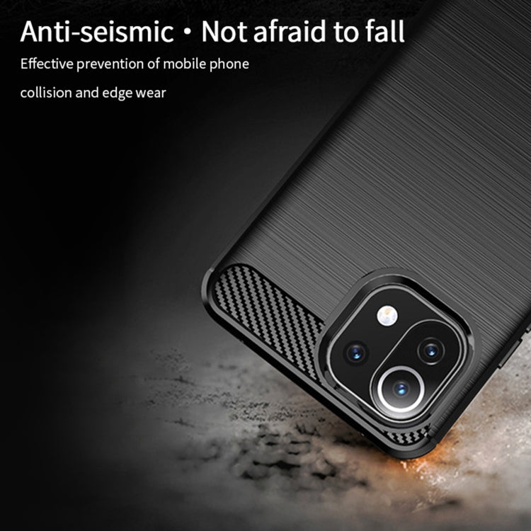 For Xiaomi Mi 11 Lite MOFI Gentleness Series Brushed Texture Carbon Fiber Soft TPU Case(Red)