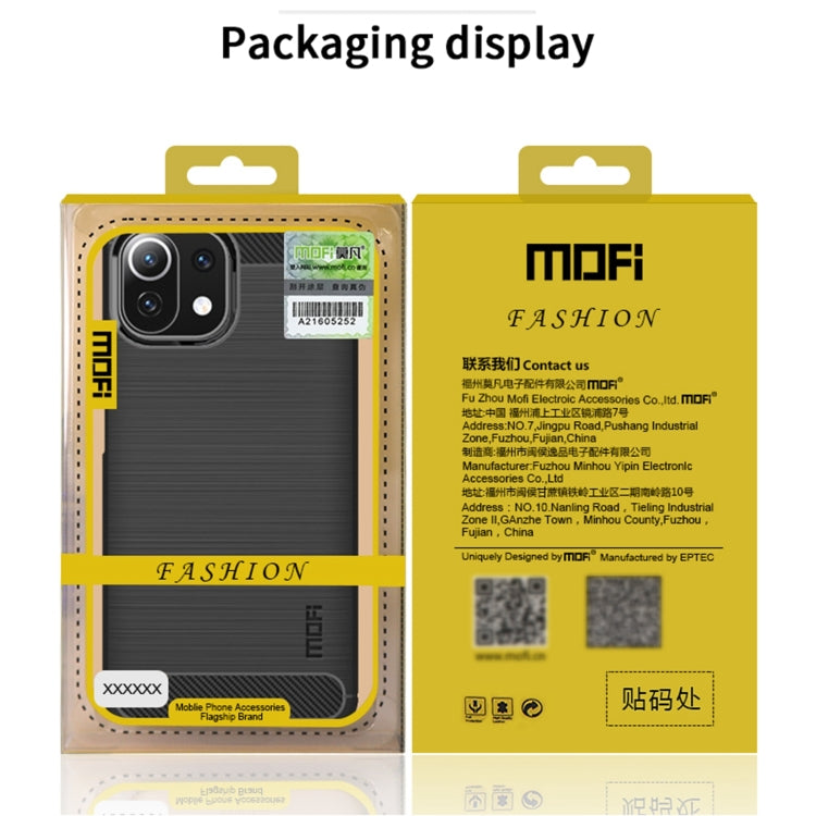 For Xiaomi Mi 11 Lite MOFI Gentleness Series Brushed Texture Carbon Fiber Soft TPU Case(Red)