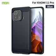 For Xiaomi Mi 11 Pro MOFI Gentleness Series Brushed Texture Carbon Fiber Soft TPU Case(Blue)