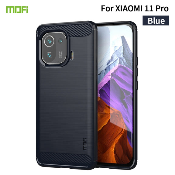 For Xiaomi Mi 11 Pro MOFI Gentleness Series Brushed Texture Carbon Fiber Soft TPU Case(Blue)