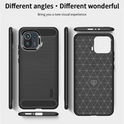For Xiaomi Mi 11 Pro MOFI Gentleness Series Brushed Texture Carbon Fiber Soft TPU Case(Blue)