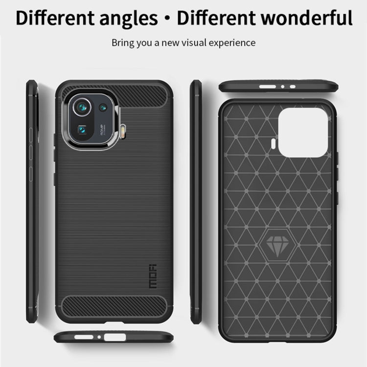 For Xiaomi Mi 11 Pro MOFI Gentleness Series Brushed Texture Carbon Fiber Soft TPU Case(Blue)