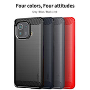 For Xiaomi Mi 11 Pro MOFI Gentleness Series Brushed Texture Carbon Fiber Soft TPU Case(Blue)