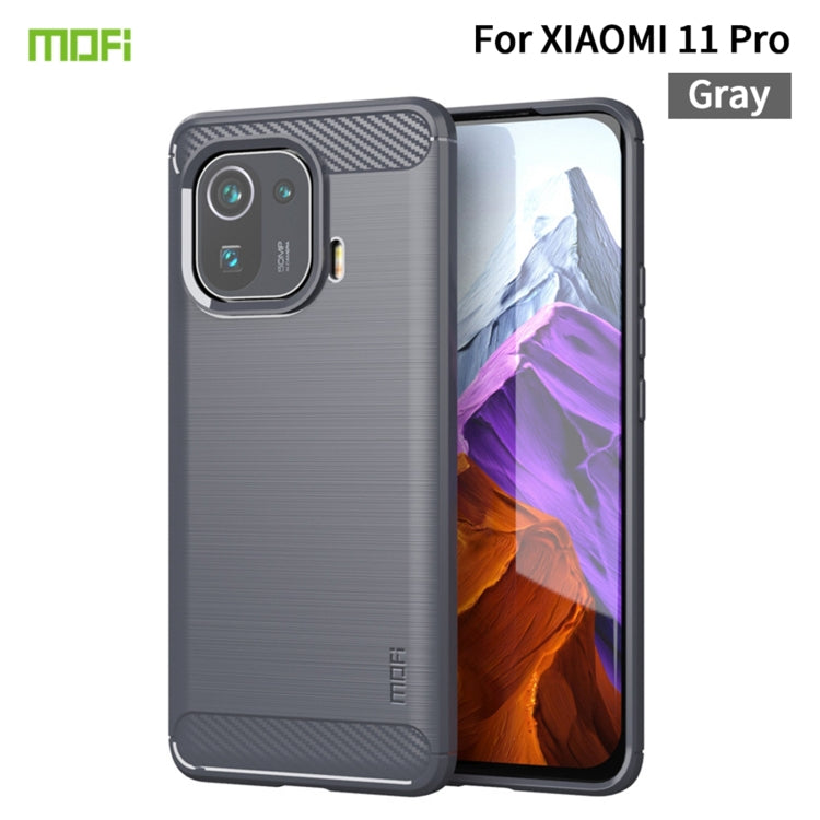 For Xiaomi Mi 11 Pro MOFI Gentleness Series Brushed Texture Carbon Fiber Soft TPU Case(Gray)