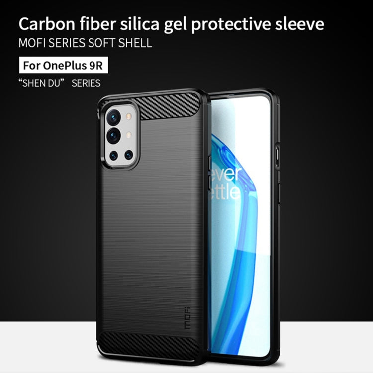 For OnePlus 9R MOFI Gentleness Series Brushed Texture Carbon Fiber Soft TPU Case(Black)