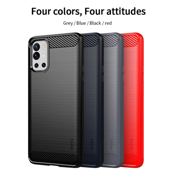 For OnePlus 9R MOFI Gentleness Series Brushed Texture Carbon Fiber Soft TPU Case(Black)