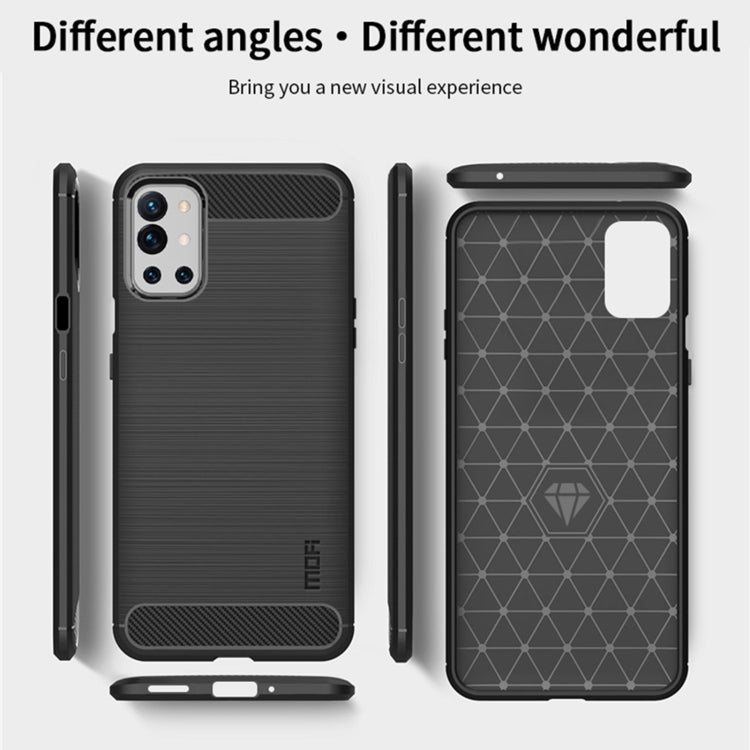 For OnePlus 9R MOFI Gentleness Series Brushed Texture Carbon Fiber Soft TPU Case(Blue)