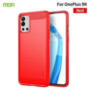 For OnePlus 9R MOFI Gentleness Series Brushed Texture Carbon Fiber Soft TPU Case(Red)