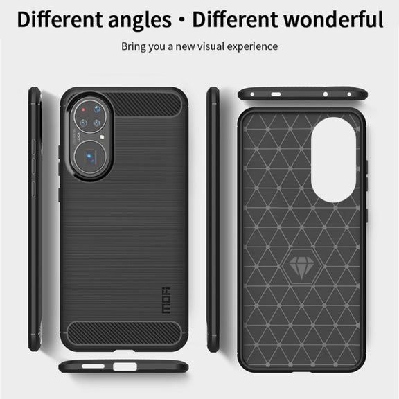 For Huawei P50 Pro MOFI Gentleness Series Brushed Texture Carbon Fiber Soft TPU Case(Black)