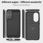 For Huawei P50 Pro MOFI Gentleness Series Brushed Texture Carbon Fiber Soft TPU Case(Blue)