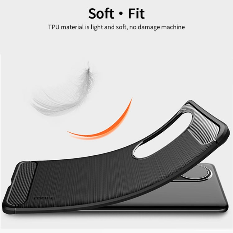 For Huawei P50 Pro MOFI Gentleness Series Brushed Texture Carbon Fiber Soft TPU Case(Red)