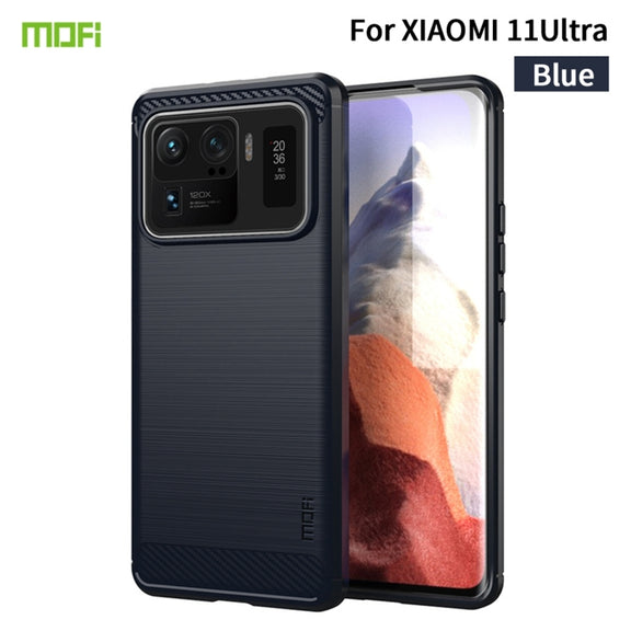 For Xiaomi Mi 11 Ultra MOFI Gentleness Series Brushed Texture Carbon Fiber Soft TPU Case(Blue)