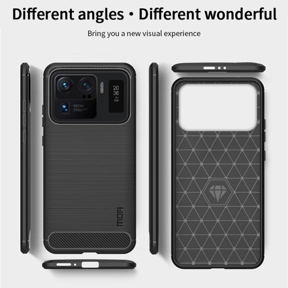 For Xiaomi Mi 11 Ultra MOFI Gentleness Series Brushed Texture Carbon Fiber Soft TPU Case(Blue)