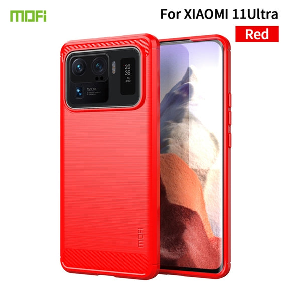 For Xiaomi Mi 11 Ultra MOFI Gentleness Series Brushed Texture Carbon Fiber Soft TPU Case(Red)