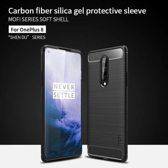For OnePlus 8 MOFI Gentleness Series Brushed Texture Carbon Fiber Soft TPU Case(Black)