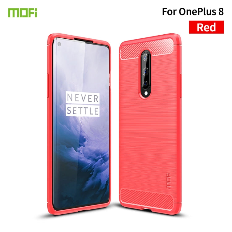 For OnePlus 8 MOFI Gentleness Series Brushed Texture Carbon Fiber Soft TPU Case(Red)