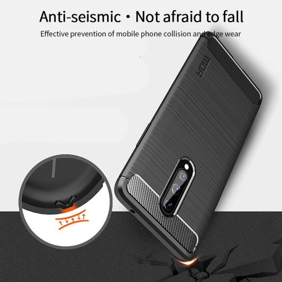 For OnePlus 8 MOFI Gentleness Series Brushed Texture Carbon Fiber Soft TPU Case(Red)