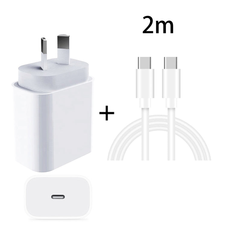 20W PD 3.0 Travel Fast Charger Power Adapter with USB-C / Type-C to Type-C Fast Charge Data Cable, AU Plug(2m)