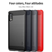 For Sony Xperia ACE ll MOFI Gentleness Series Brushed Texture Carbon Fiber Soft TPU Case(Blue)