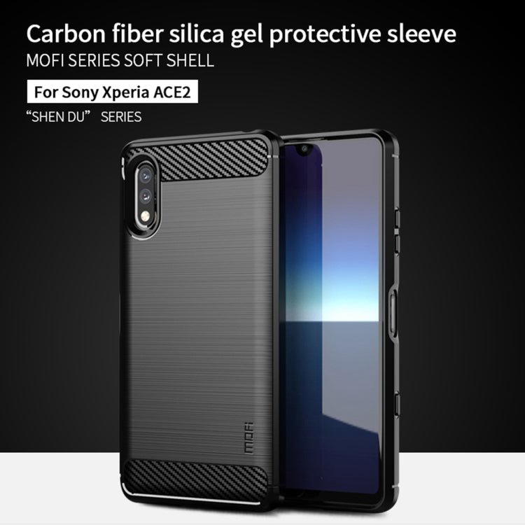 For Sony Xperia ACE ll MOFI Gentleness Series Brushed Texture Carbon Fiber Soft TPU Case(Blue)