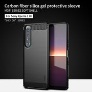 For Sony Xperia 1 lll MOFI Gentleness Series Brushed Texture Carbon Fiber Soft TPU Case(Black)