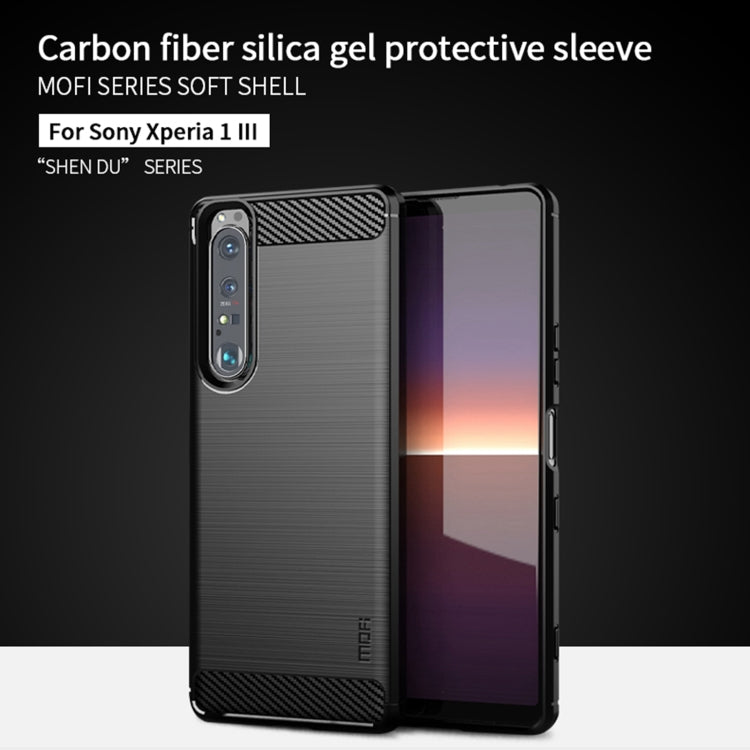 For Sony Xperia 1 lll MOFI Gentleness Series Brushed Texture Carbon Fiber Soft TPU Case(Red)