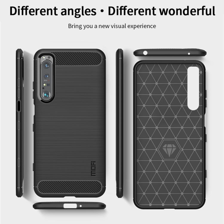 For Sony Xperia 1 lll MOFI Gentleness Series Brushed Texture Carbon Fiber Soft TPU Case(Red)