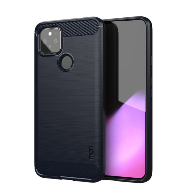 For Google Pixel 5a 5G MOFI Gentleness Series Brushed Texture Carbon Fiber Soft TPU Case(Blue)