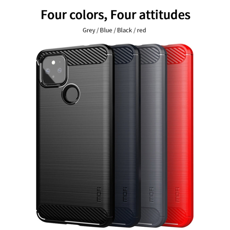 For Google Pixel 5a 5G MOFI Gentleness Series Brushed Texture Carbon Fiber Soft TPU Case(Grey)