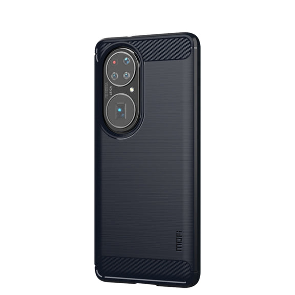 For Huawei P50 MOFI Gentleness Series Brushed Texture Carbon Fiber Soft TPU Case(Blue)