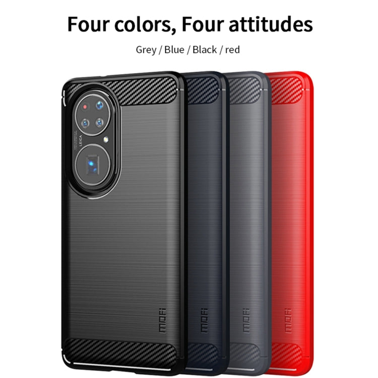 For Huawei P50 MOFI Gentleness Series Brushed Texture Carbon Fiber Soft TPU Case(Red)