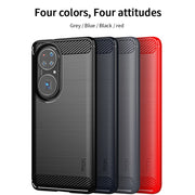 For Huawei P50 MOFI Gentleness Series Brushed Texture Carbon Fiber Soft TPU Case(Red)