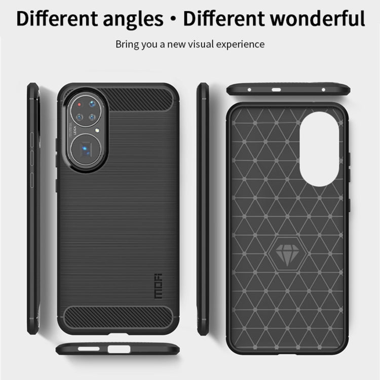For Huawei P50 MOFI Gentleness Series Brushed Texture Carbon Fiber Soft TPU Case(Red)