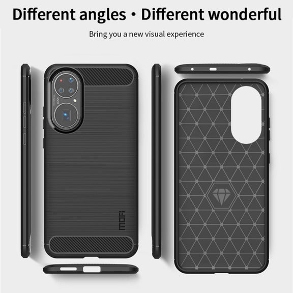 For Huawei P50 MOFI Gentleness Series Brushed Texture Carbon Fiber Soft TPU Case(Red)