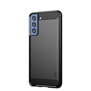 For Samsung Galaxy S21 FE MOFI Gentleness Series Brushed Texture Carbon Fiber Soft TPU Case(Black)