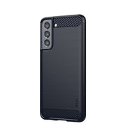 For Samsung Galaxy S21 FE MOFI Gentleness Series Brushed Texture Carbon Fiber Soft TPU Case(Blue)