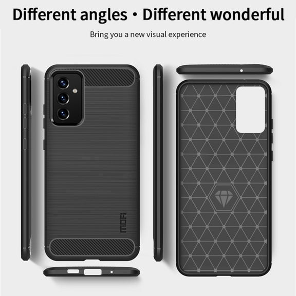 For Samsung Galaxy A82 / Quantum2 MOFI Gentleness Series Brushed Texture Carbon Fiber Soft TPU Case(Blue)