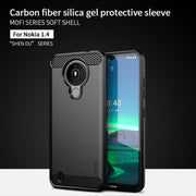 For Nokia 1.4 MOFI Gentleness Series Brushed Texture Carbon Fiber Soft TPU Case(Red)