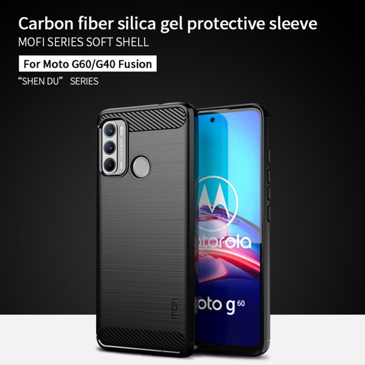 For Motorola G60 / G40 Fusion MOFI Gentleness Series Brushed Texture Carbon Fiber Soft TPU Case(Gray)