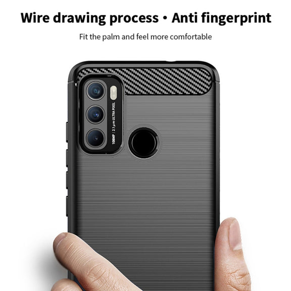 For Motorola G60 / G40 Fusion MOFI Gentleness Series Brushed Texture Carbon Fiber Soft TPU Case(Gray)