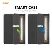 ENKAY PU Leather + Plastic Smart Case with Three-folding Holder for Amazon Fire HD 10 / 10 Plus (2021)(Black)