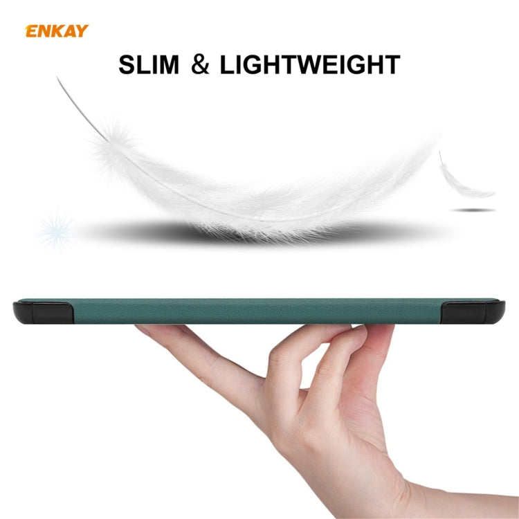 ENKAY PU Leather + Plastic Smart Case with Three-folding Holder for Amazon Fire HD 10 / 10 Plus (2021)(Green)