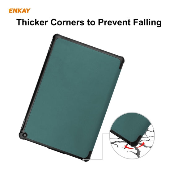 ENKAY PU Leather + Plastic Smart Case with Three-folding Holder for Amazon Fire HD 10 / 10 Plus (2021)(Green)