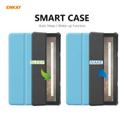 ENKAY PU Leather + Plastic Smart Case with Three-folding Holder for Amazon Fire HD 10 / 10 Plus (2021)(Light Blue)